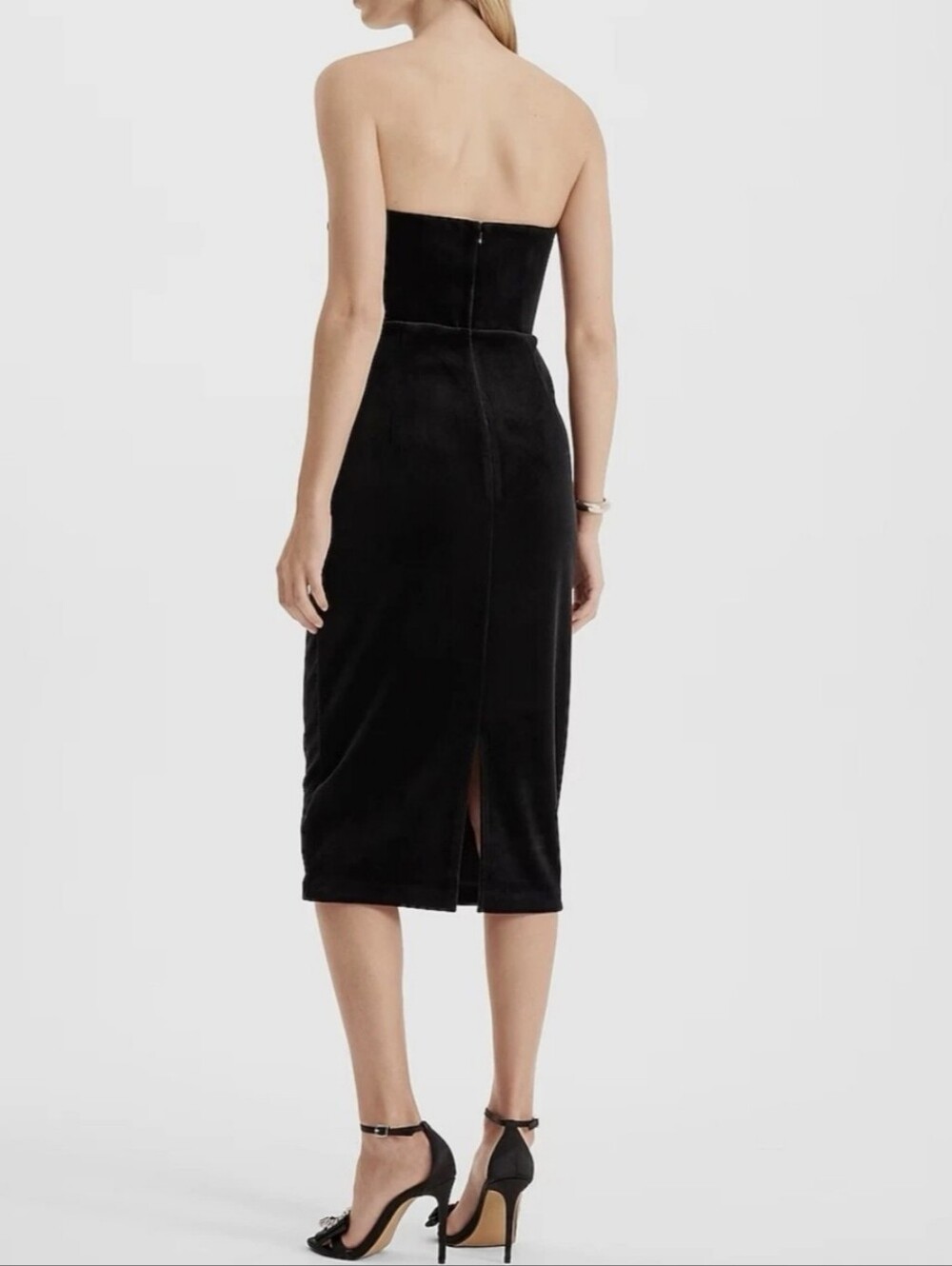 Express black velour sweetheart neckline strapless cocktail dress - Picture 3 of 12